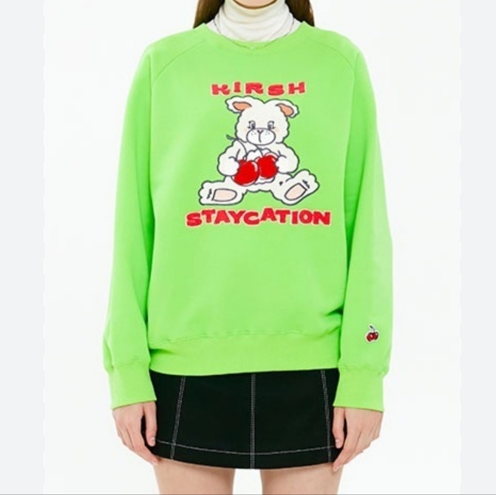 Kirsh Witty Bunny Staycation Cherry Green Jumper Sweatshirt 3D Textured